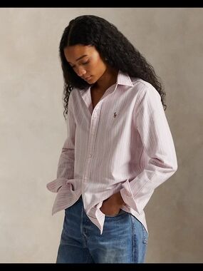 Ralph Lauren Pink & White Striped Button-Down Shirt